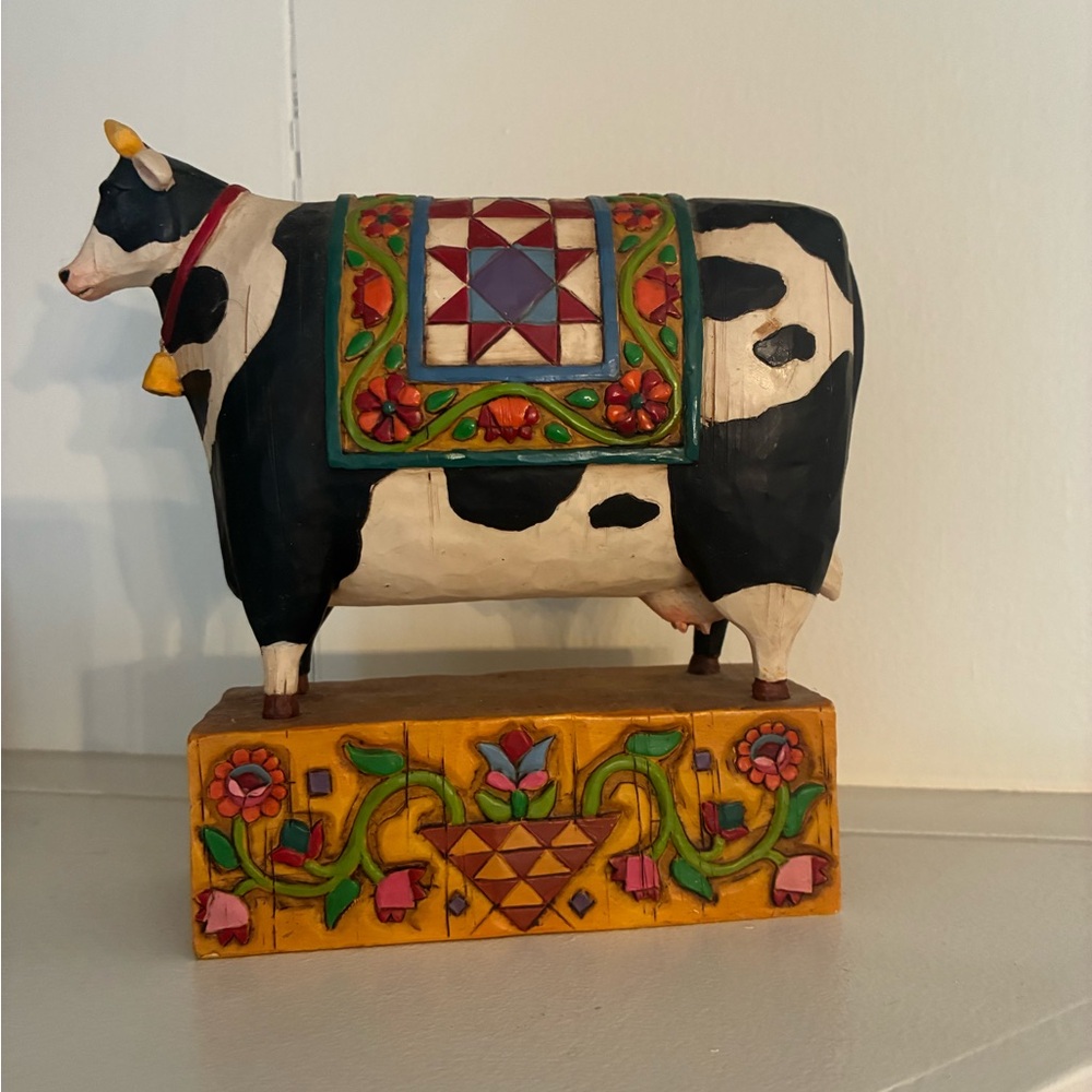 Jim Shore  Cow Figurine with Floral Saddle
